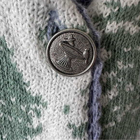 VTG Northern Treasures Large Blue Birdbath Cardigan Sweater CottageCore - Picture 4 of 14